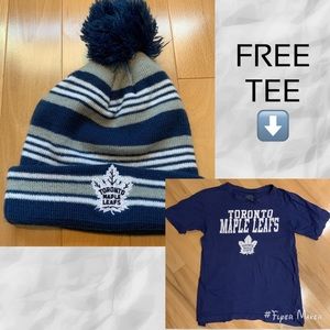 EUC Toronto Maple Leafs toque - Size Youth OS & FREE Toronto Maple Leafs tee -sL